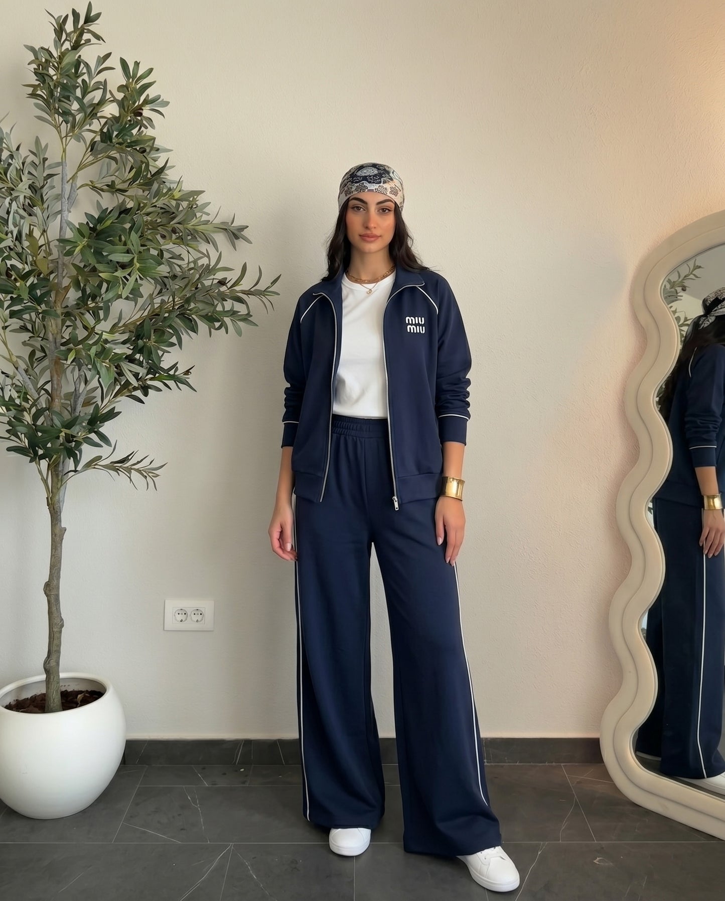 Miu Miu Relaxed Fit Tracksuit | Dark Blue - ZAYA Jeans