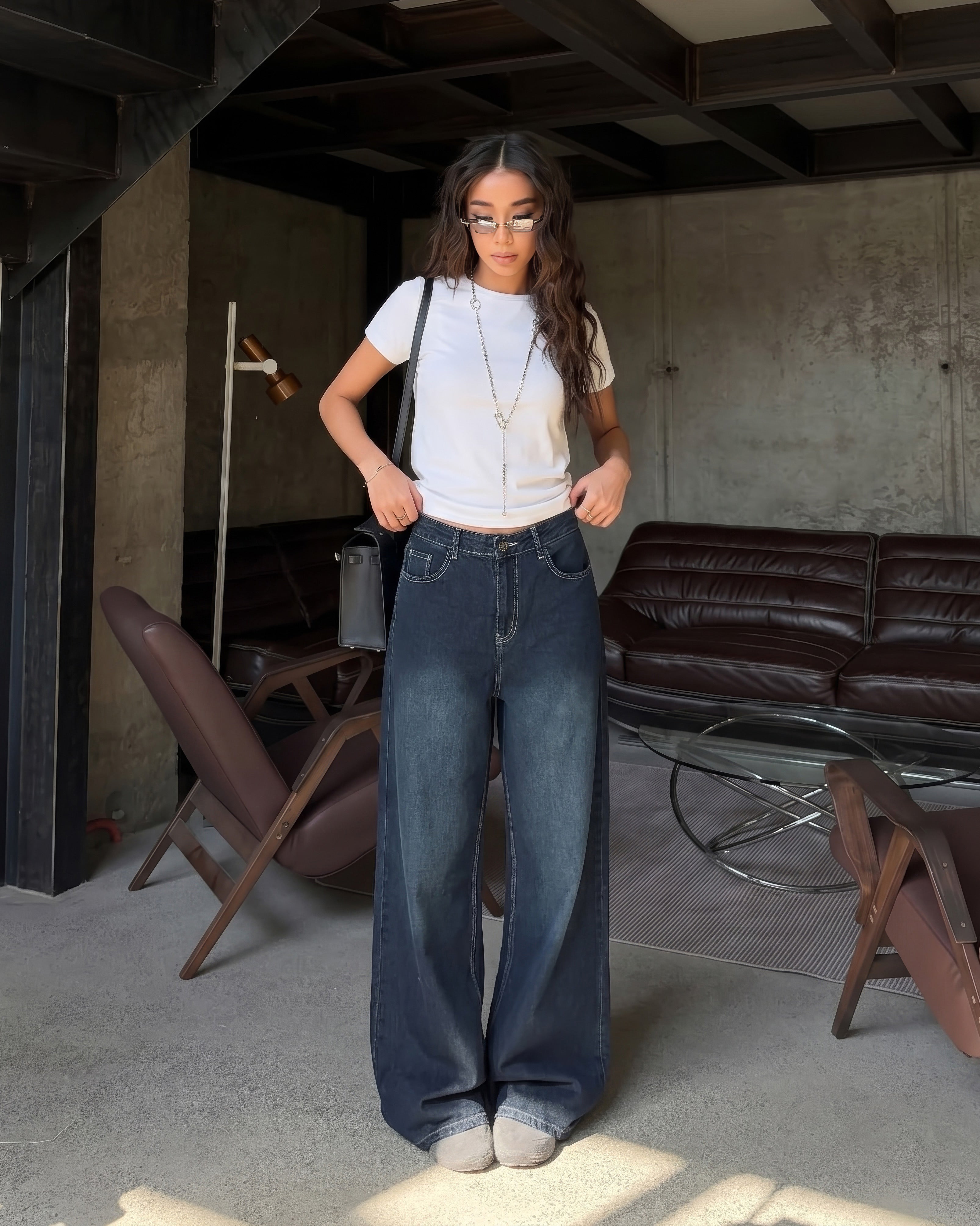 Classic High-Rise Wide Leg Jeans | Dark Wash - ZAYA Jeans