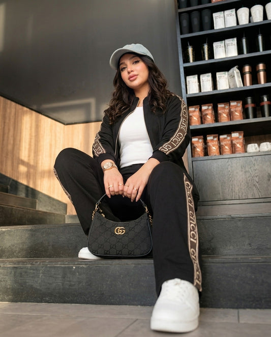 Signature Side Stripe Tracksuit | Black - ZAYA Jeans