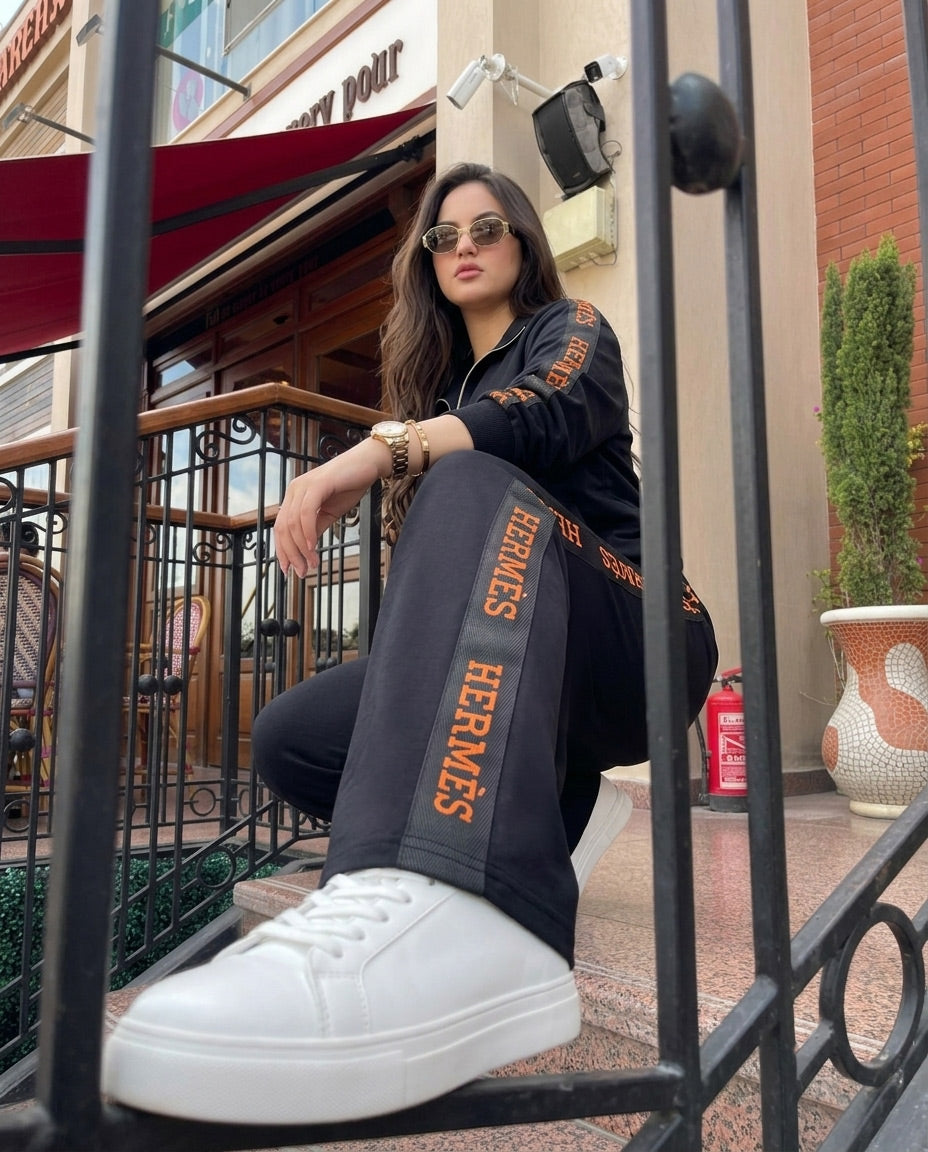 HERMÈS Side Stripe Zip-Up Tracksuit